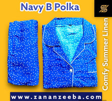 Load image into Gallery viewer, Navy B Polka