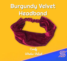Load image into Gallery viewer, Burgundy Velvet EYEMASK & HEADBAND
