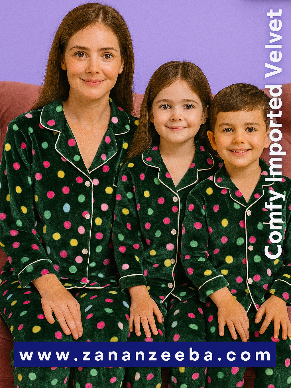 Green Polka winter velvet pj