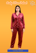 Load image into Gallery viewer, Ruby Wine winter velvet pj
